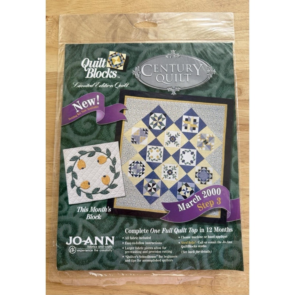 Joann March 2000 Limited Edition Century Quilt Block Of The Month Kit Step 3